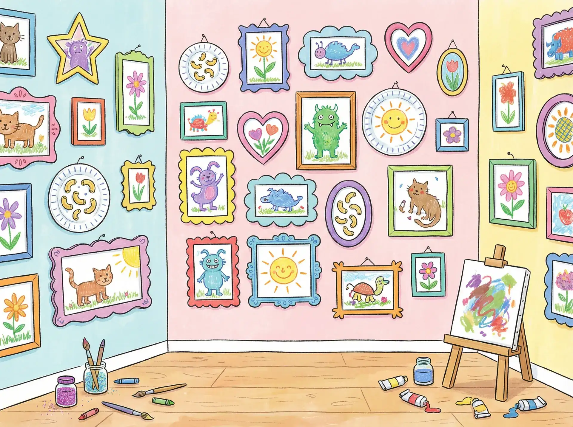 小朋友的彩色画作 - 日韩一卡2卡3卡4卡仙踪林 创意展示